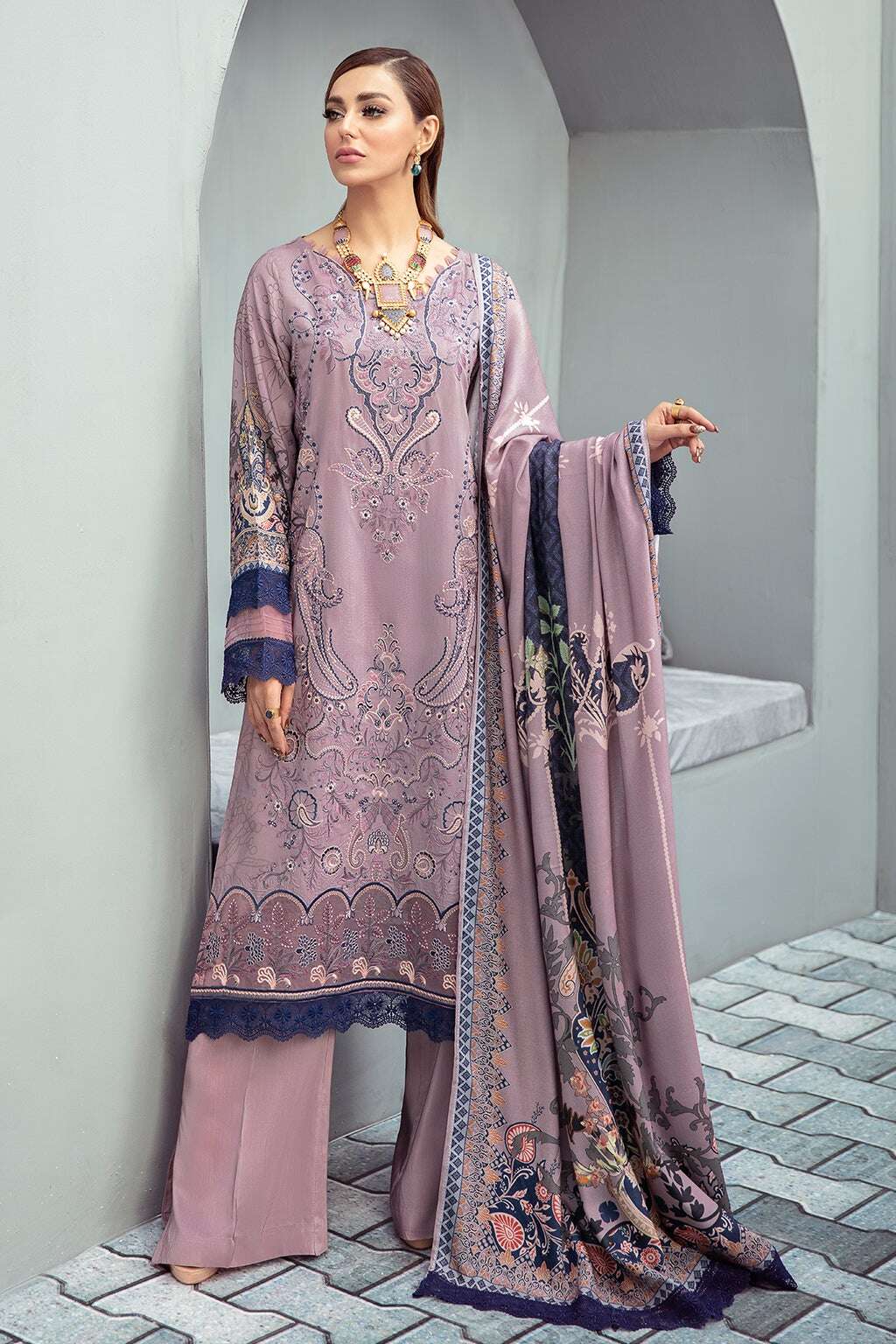 Exclusive Embroidered Party Wear Linen Dress H-208-L – Hurpori