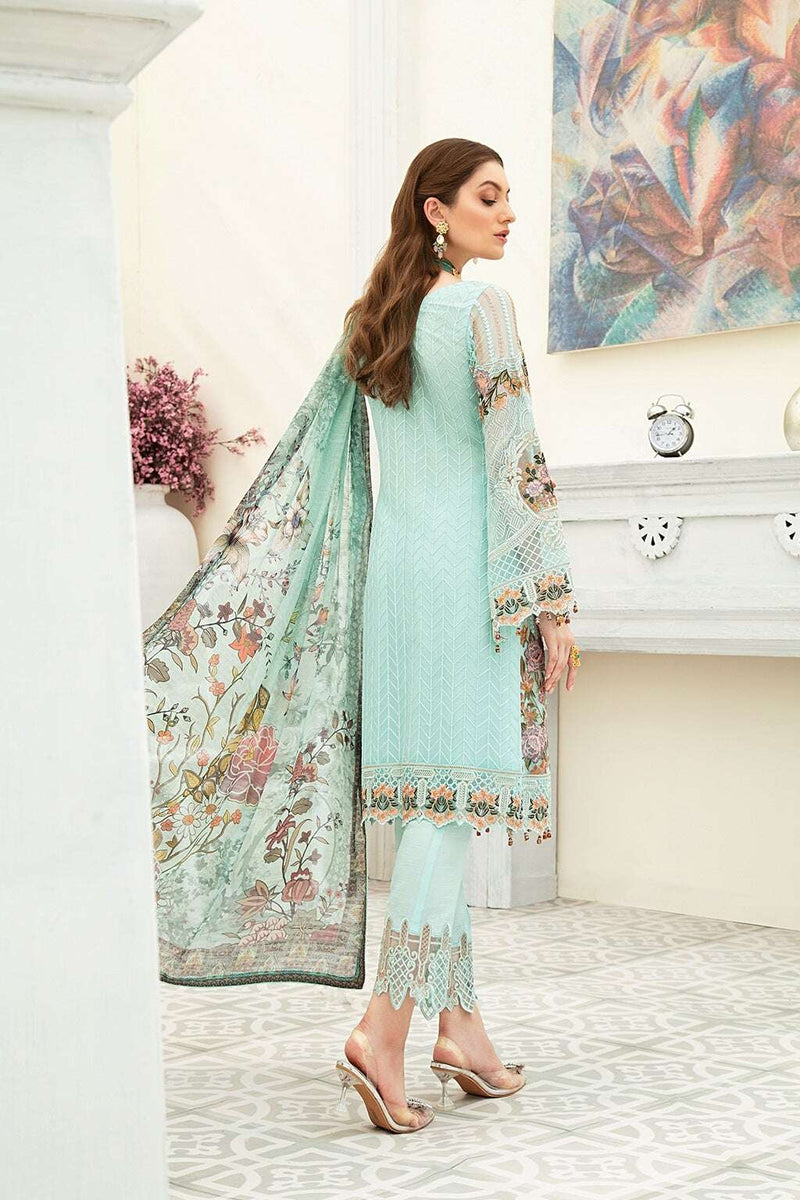 Exclusive Embroidered Party Wear Chiffon Dress H-1908-R