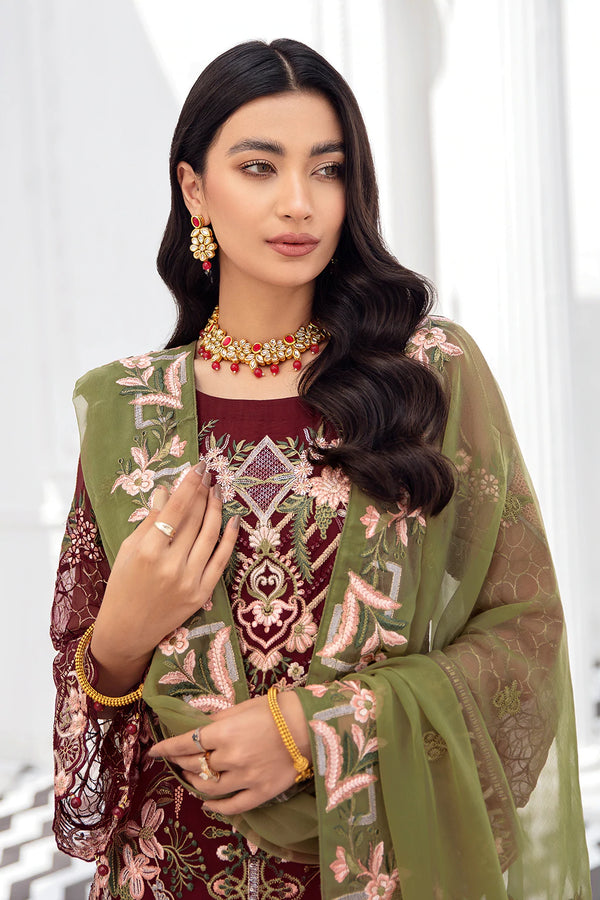 Pakistani Branded Exclusive Rangoon Collection Chiffon Dress H-D-810