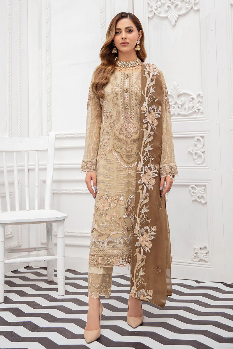 Pakistani Branded Exclusive Rangoon Collection Chiffon Dress H-D-809