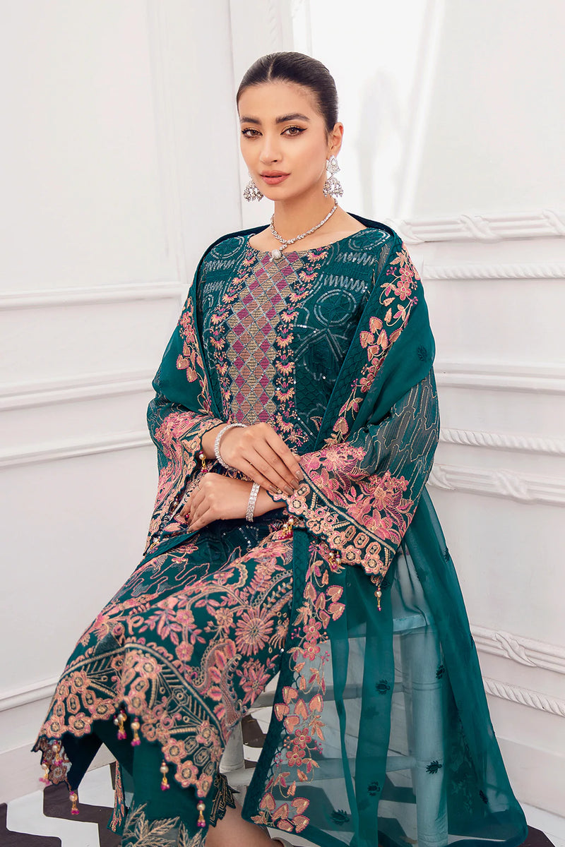 Pakistani Branded Exclusive Rangoon Collection Chiffon Dress H-D-808