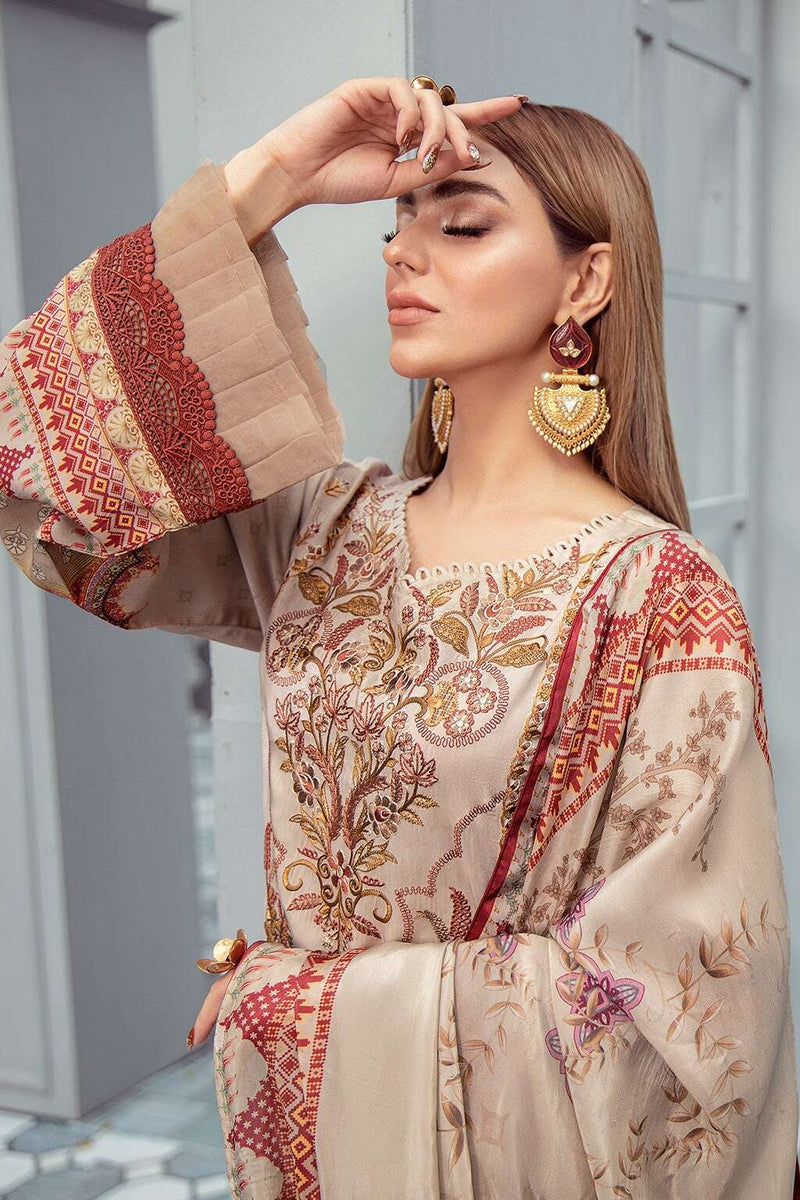 Exclusive Embroidered Party Wear Linen Dress H-209-L
