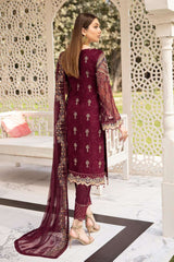 Exclusive Embroidered Party Wear Chiffon Dress H-2003-R