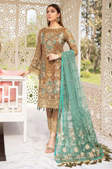 Exclusive Embroidered Party Wear Chiffon Dress H-2012-R