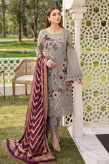 Exclusive Embroidered Party Wear Chiffon Dress H-2006-R