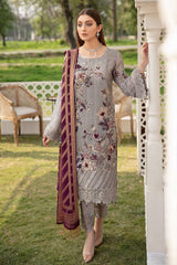 Exclusive Embroidered Party Wear Chiffon Dress H-2006-R