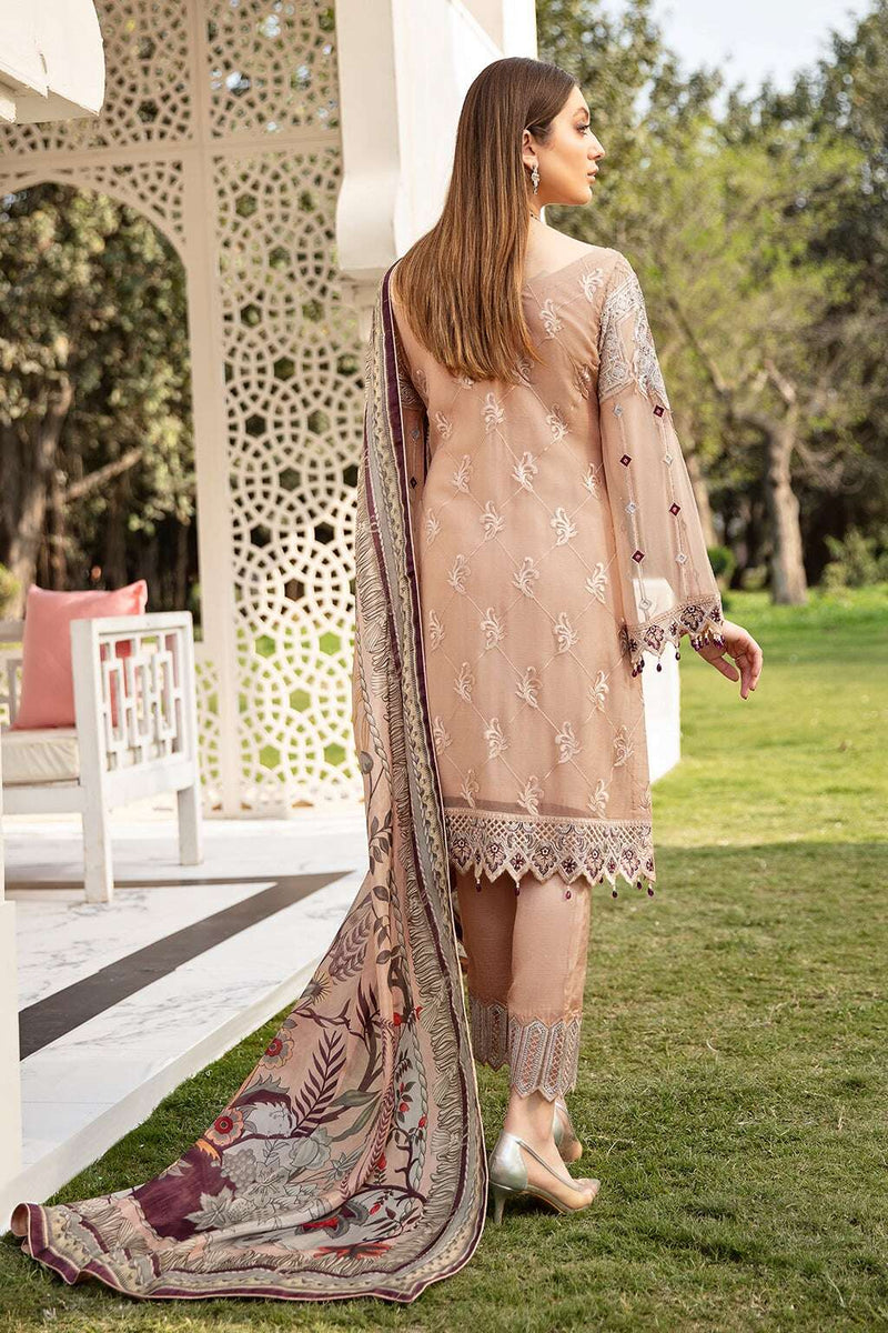 Exclusive Embroidered Party Wear Chiffon Dress H-2004-R