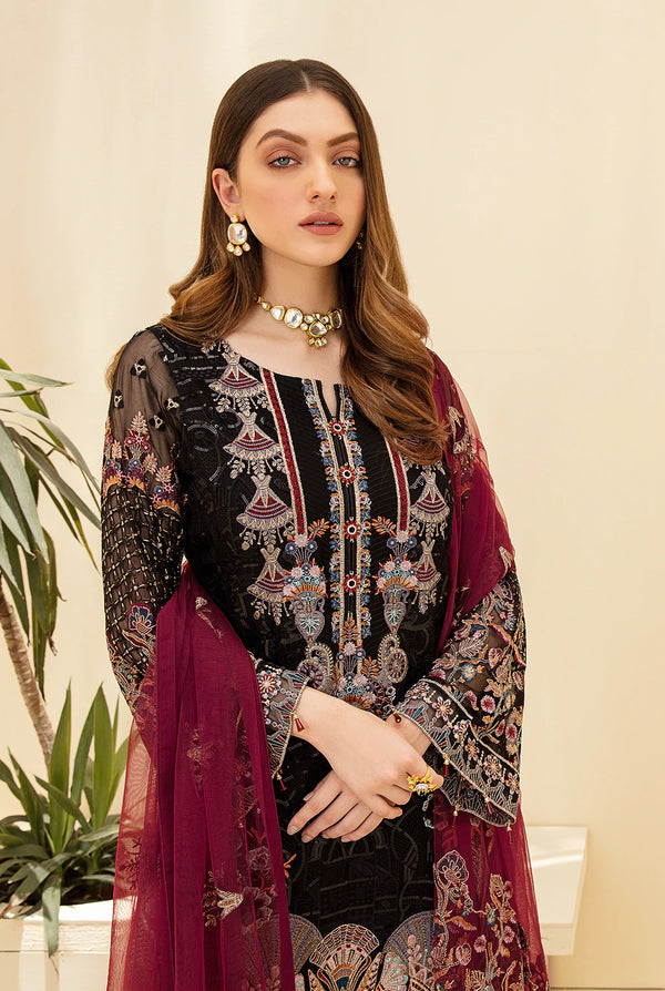 Pakistani Branded Exclusive Rangoon Collection Chiffon Dress H-D-705