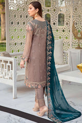 Exclusive Embroidered Party Wear Chiffon Dress H-2009-R