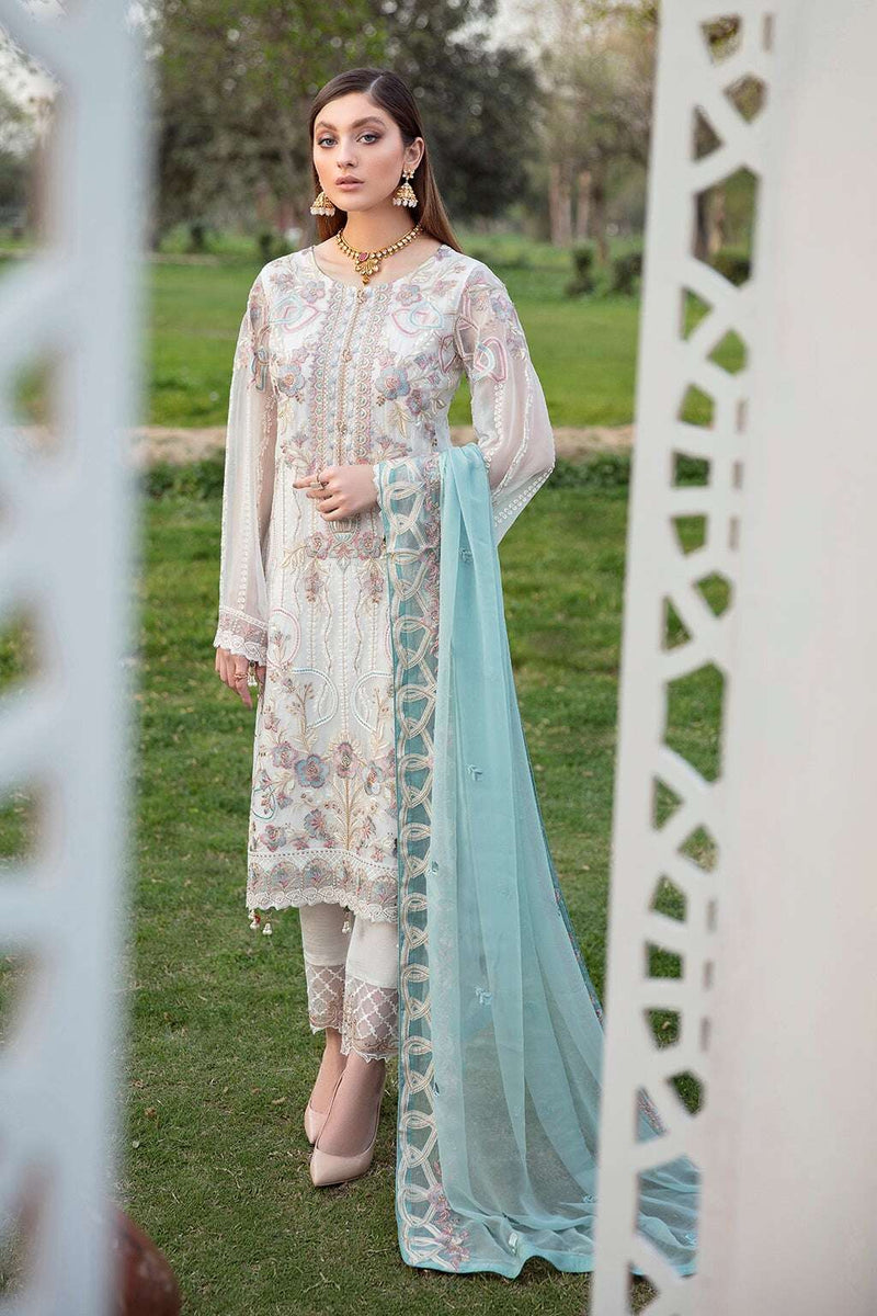 Exclusive Embroidered Party Wear Chiffon Dress H-2008-R