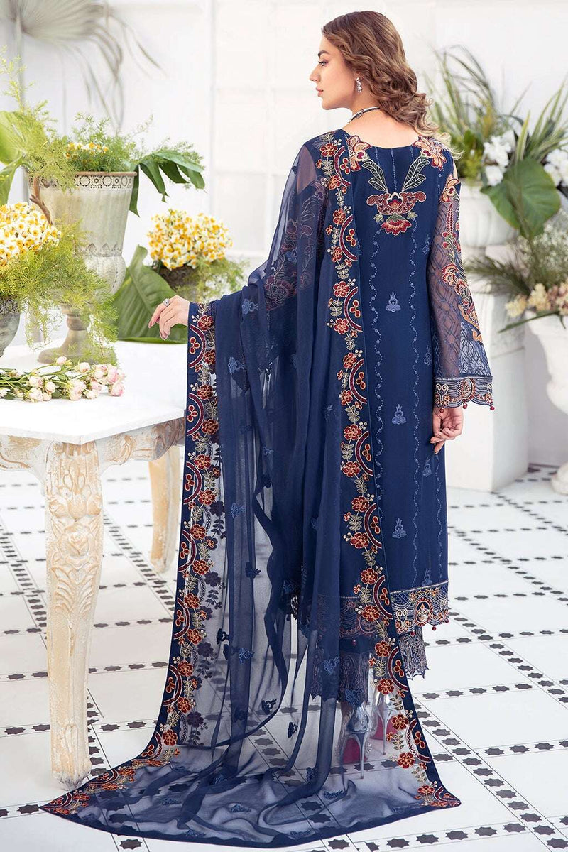 Exclusive Embroidered Party Wear Chiffon Dress H-2104-R