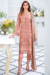 Exclusive Embroidered Party Wear Chiffon Dress H-2112-R