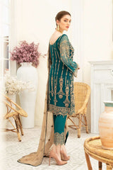 Exclusive Embroidered Party Wear Chiffon Dress H-1903-R