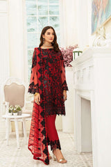 Exclusive Embroidered Party Wear Chiffon Dress H-1905-R