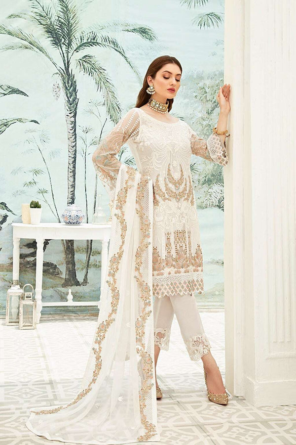 Exclusive Embroidered Party Wear Chiffon Dress H-1910-R