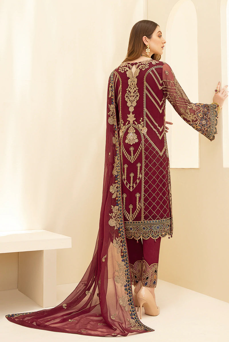 Pakistani Branded Exclusive Rangoon Collection Chiffon Dress H-D-708